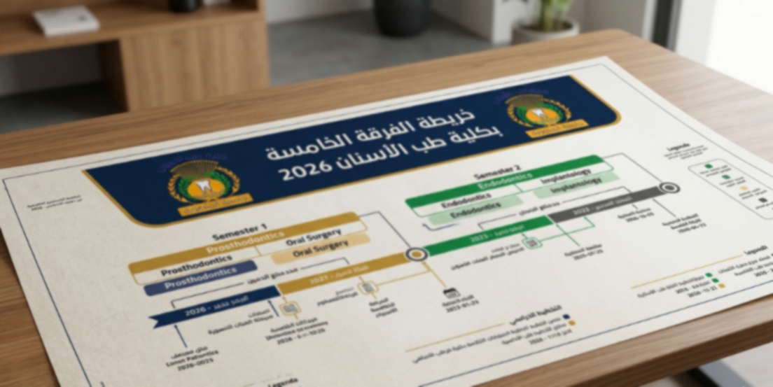 خريطة الفرقة الخامسة بكلية طب الاسنان ٢٠٢٦